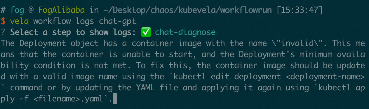 The logs of diagnose step